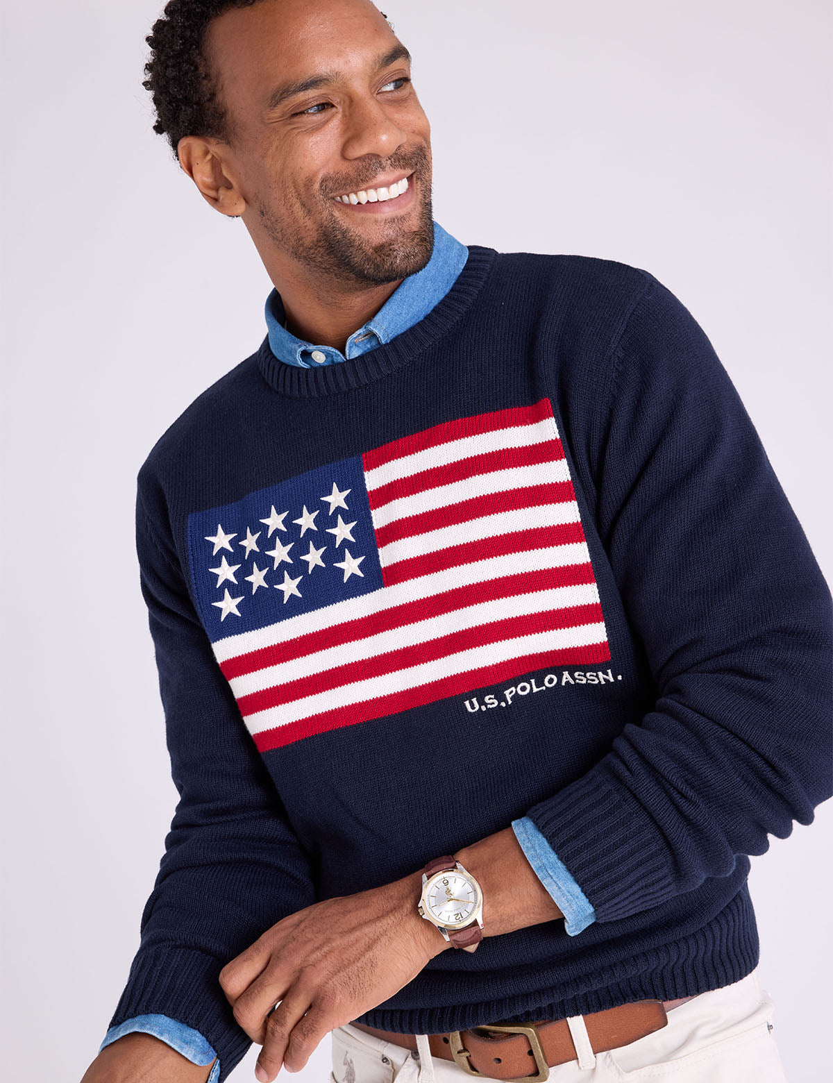 U.S. POLO ASSN. FLAG CREW NECK SWEATER– U.S. Polo Assn