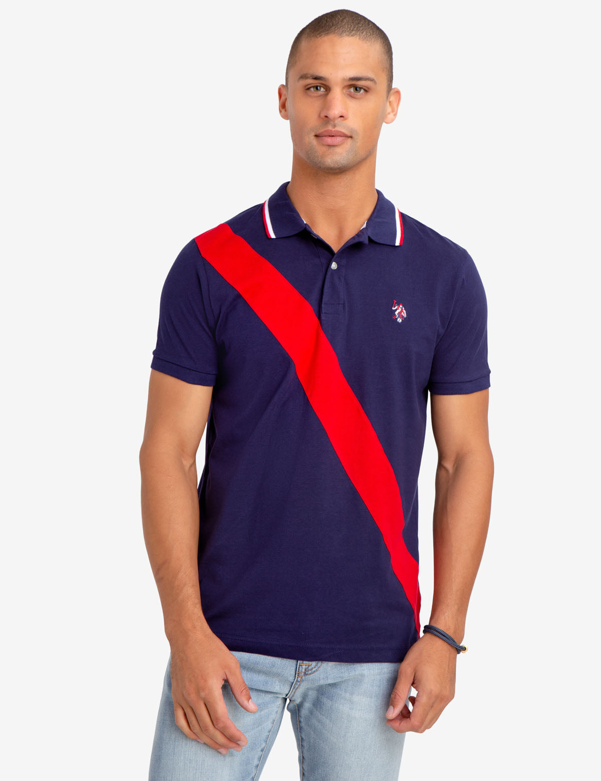 SLIM FIT DIAGONAL STRIPE POLO SHIRT– U.S. Polo Assn.