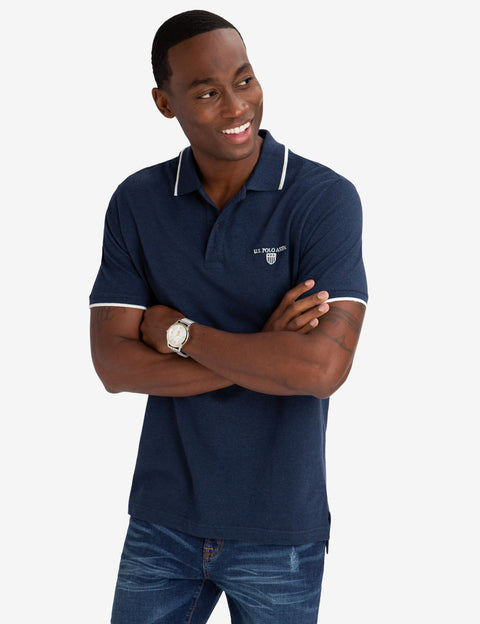 MARLED YARN POLO SHIRT WITH EMBROIDERED CREST - U.S. Polo Assn.