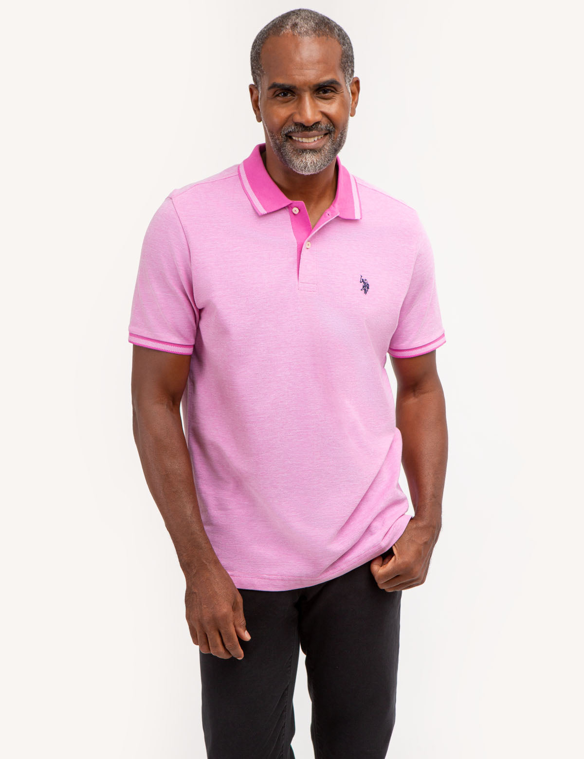 Boyd Modern Tartan Crest Birdseye Mesh Polo Shirt