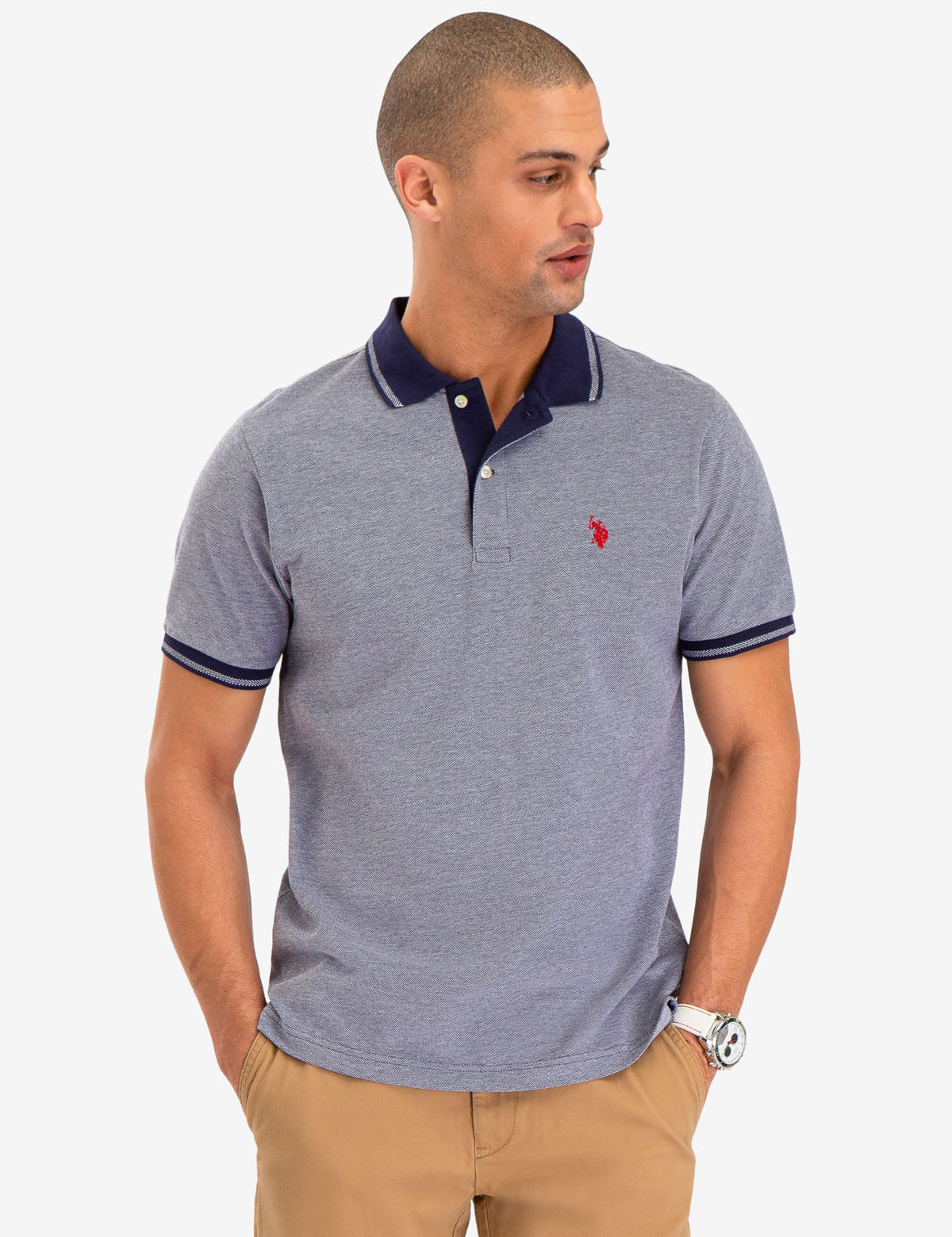 Byres Tartan Crest Birdseye Mesh Polo Shirt