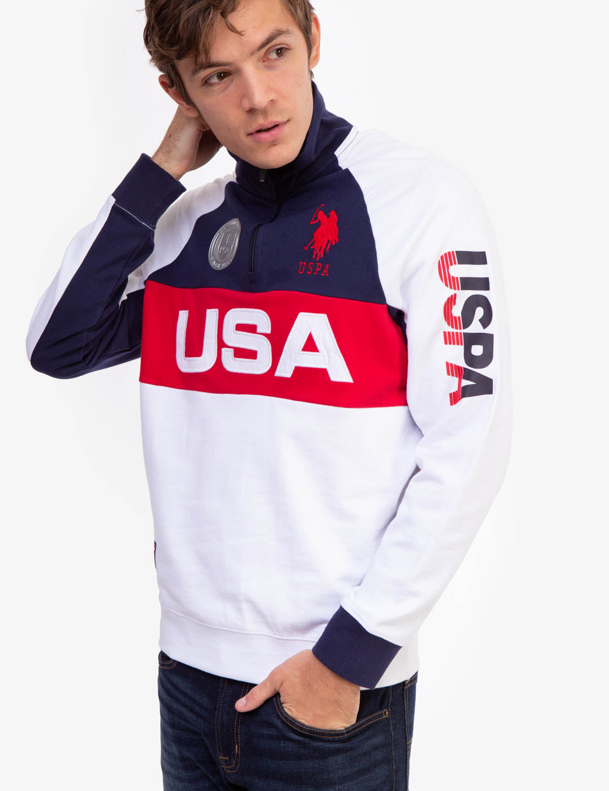 Polo Ralph Lauren Colorblock Logo Quarter Zip Sweatshirt