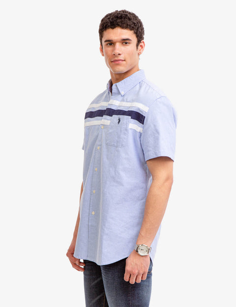 CHEST STRIPE SHORT SLEEVE OXFORD SHIRT - U.S. Polo Assn.