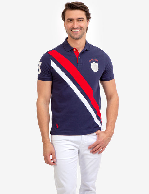 DIAGONAL STRIPE PIECED PIQUE POLO SHIRT - U.S. Polo Assn.