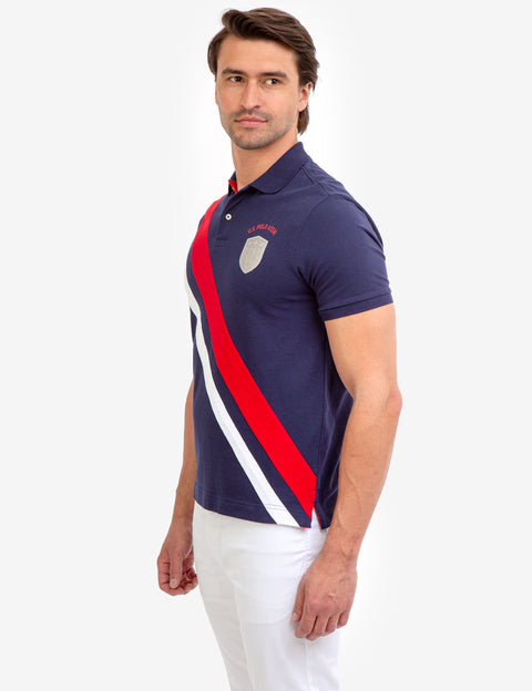 DIAGONAL STRIPE PIECED PIQUE POLO SHIRT - U.S. Polo Assn.