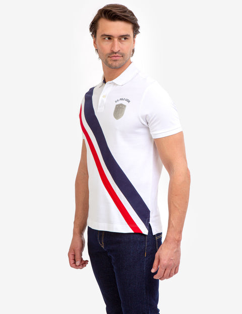 DIAGONAL STRIPE PIECED PIQUE POLO SHIRT - U.S. Polo Assn.