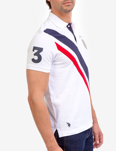 DIAGONAL STRIPE PIECED PIQUE POLO SHIRT - U.S. Polo Assn.