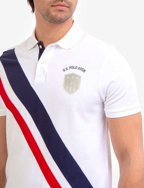 DIAGONAL STRIPE PIECED PIQUE POLO SHIRT - U.S. Polo Assn.