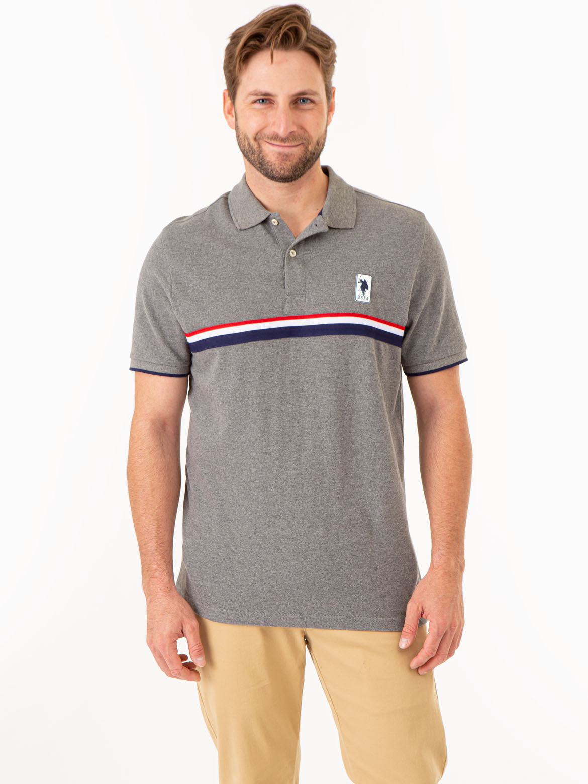 PIECED SIGNATURE STRIPE PIQUE POLO SHIRT– U.S. Polo Assn.