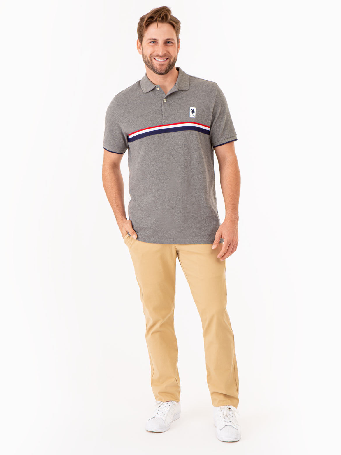 PIECED SIGNATURE STRIPE PIQUE POLO SHIRT– U.S. Polo Assn.