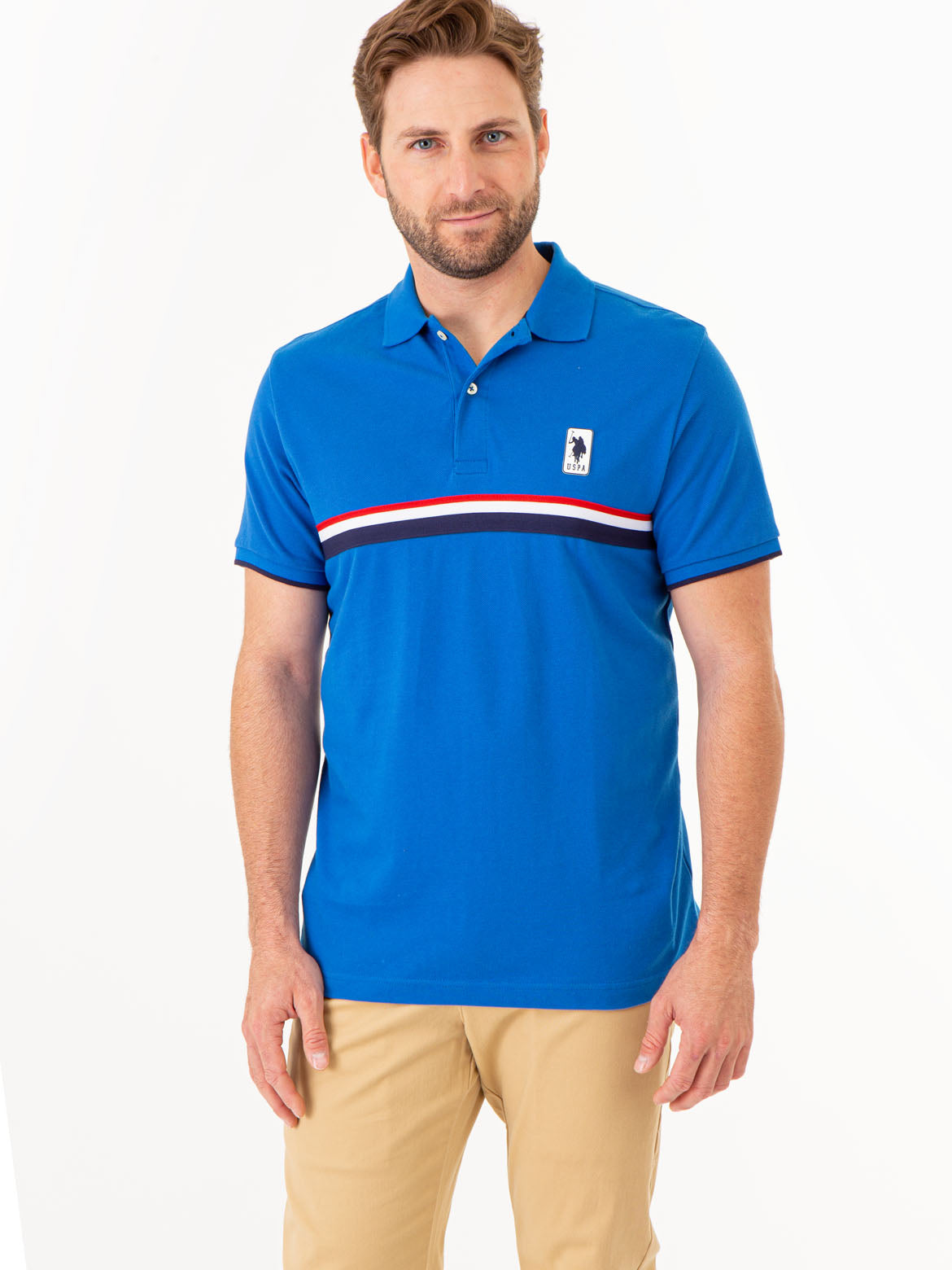 PIECED SIGNATURE STRIPE PIQUE POLO SHIRT– U.S. Polo Assn.
