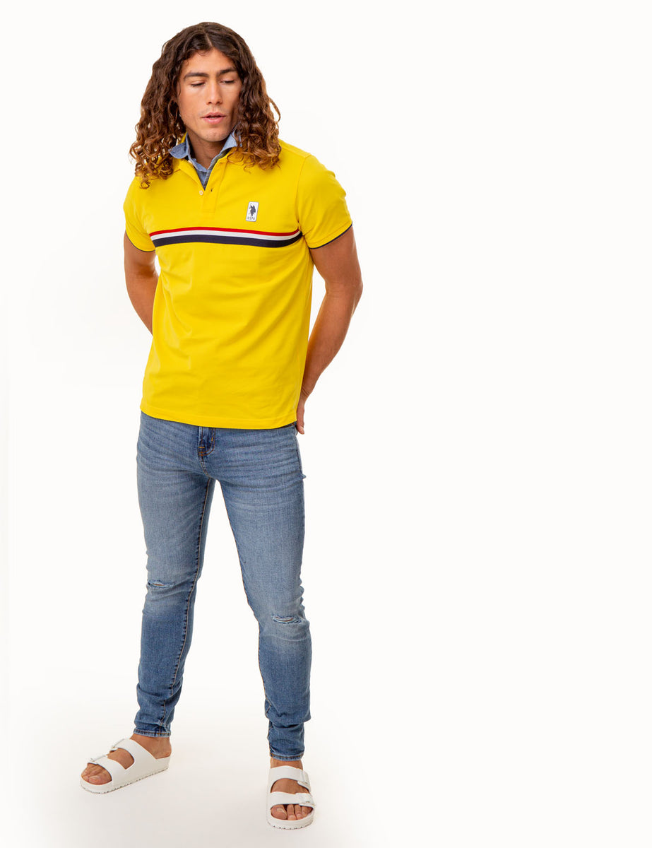 PIECED SIGNATURE STRIPE PIQUE POLO SHIRT– U.S. Polo Assn.