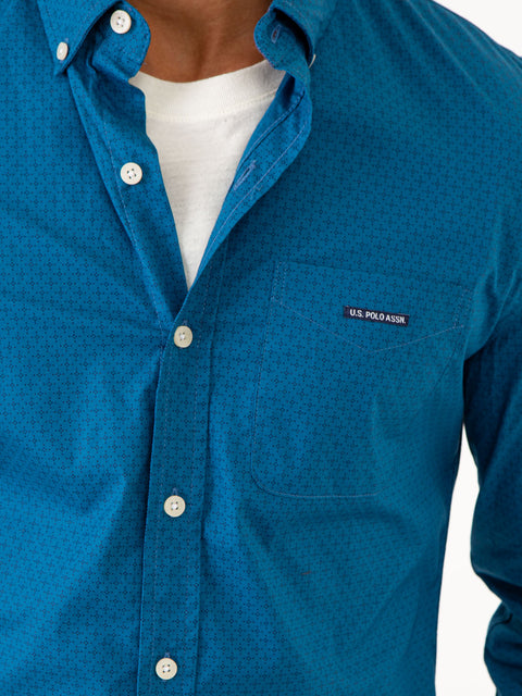 DIAMOND PRINT LONG SLEEVE SHIRT WITH POCKET - U.S. Polo Assn.