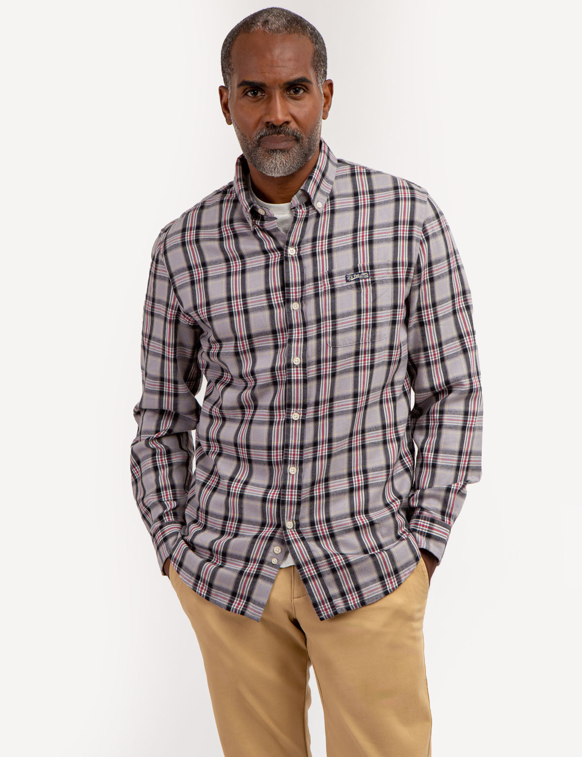 PLAID PEACHED TWILL LONG SLEEVE SHIRT