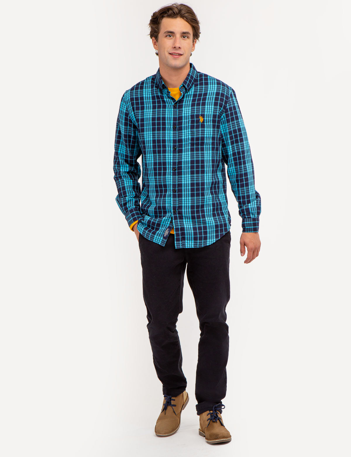 PEACHED TWILL YARN DYE PLAID SHIRT U.S. Polo Assn.