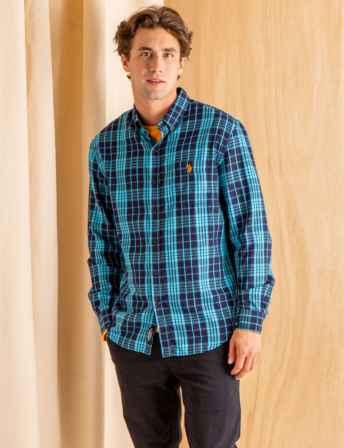 PEACHED TWILL YARN DYE PLAID SHIRT U.S. Polo Assn.