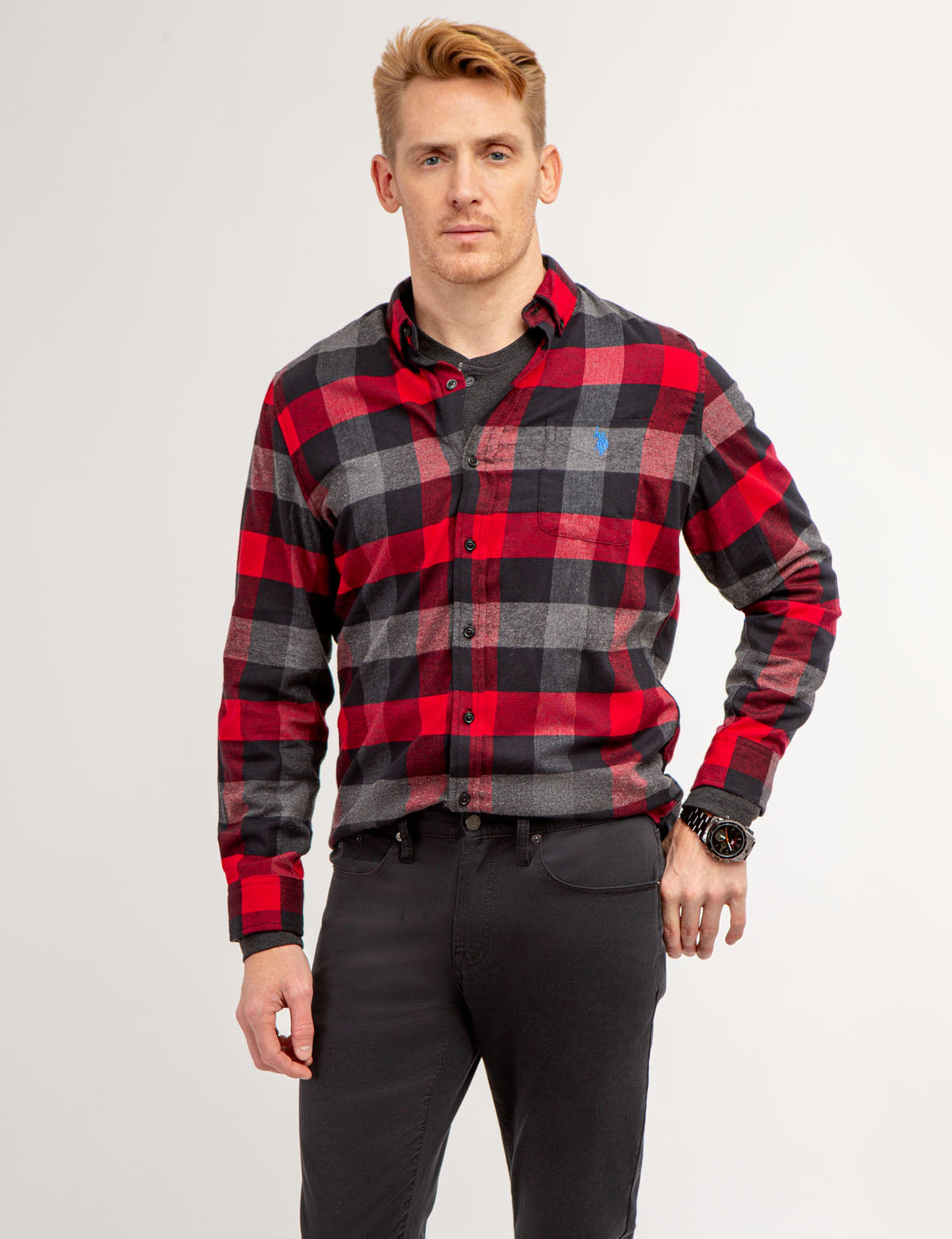 Woven Plaid Long Sleeve Shirt