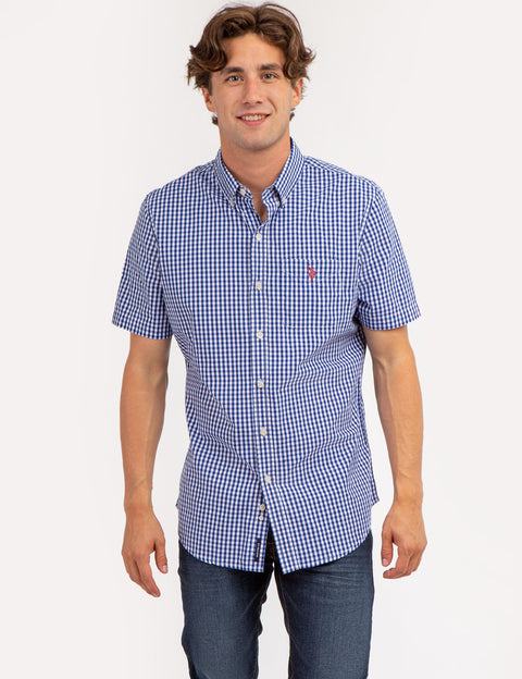PEACHED POPLIN PLAID SHORT SLEEVE SHIRT - U.S. Polo Assn.