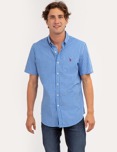 PEACHED POPLIN PLAID SHORT SLEEVE SHIRT - U.S. Polo Assn.
