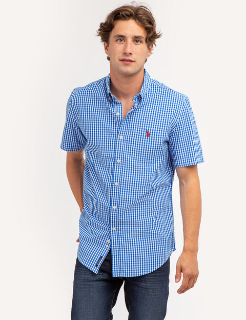 PEACHED POPLIN PLAID SHORT SLEEVE SHIRT - U.S. Polo Assn.