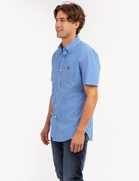 PEACHED POPLIN PLAID SHORT SLEEVE SHIRT - U.S. Polo Assn.