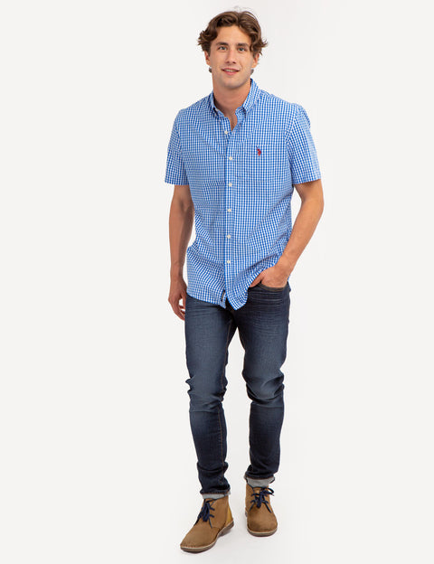 PEACHED POPLIN PLAID SHORT SLEEVE SHIRT - U.S. Polo Assn.