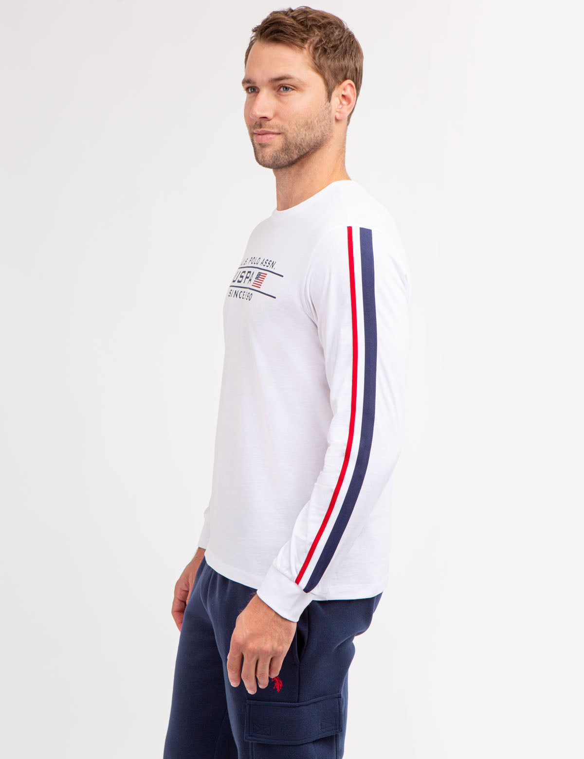 Long Sleeve Stripe Polo Tee main image 1