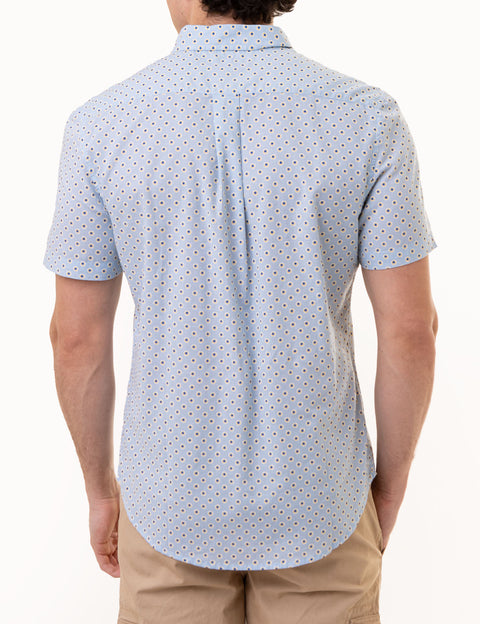 SHORT SLEEVE DOT PRINT WOVEN SHIRT WITH POCKET - U.S. Polo Assn.