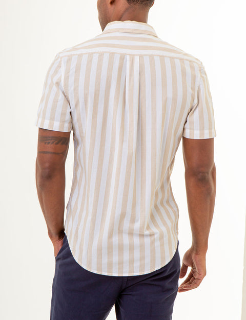 SHORT SLEEVE HEATHER POPLIN STRIPED SHIRT - U.S. Polo Assn.