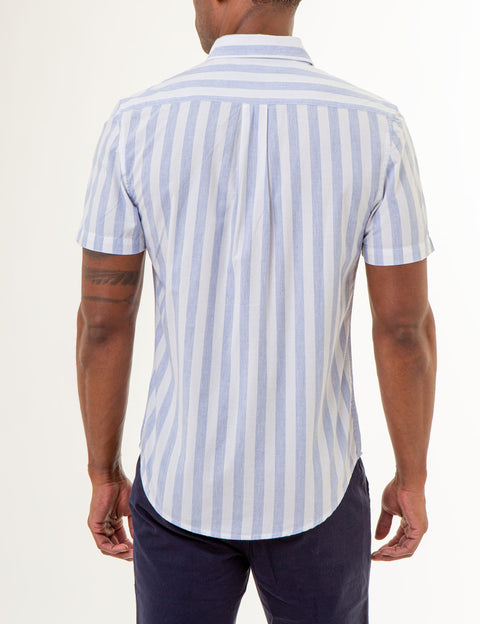 SHORT SLEEVE HEATHER POPLIN STRIPED SHIRT - U.S. Polo Assn.