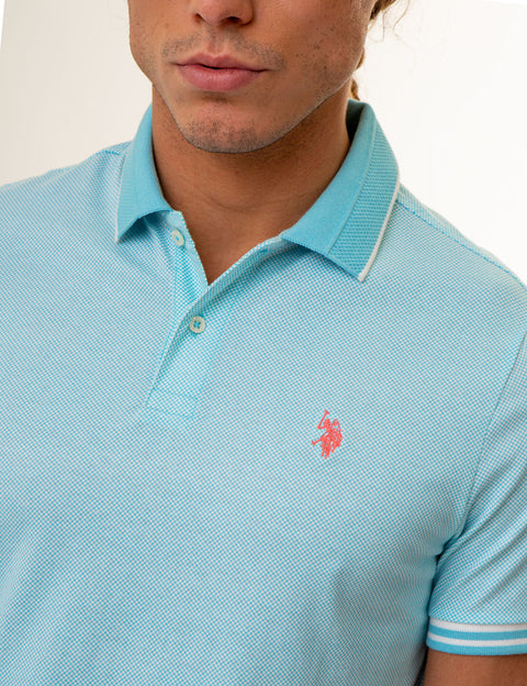 ALL OVER PRINT TEXTURED COLLAR POLO SHIRT - U.S. Polo Assn.
