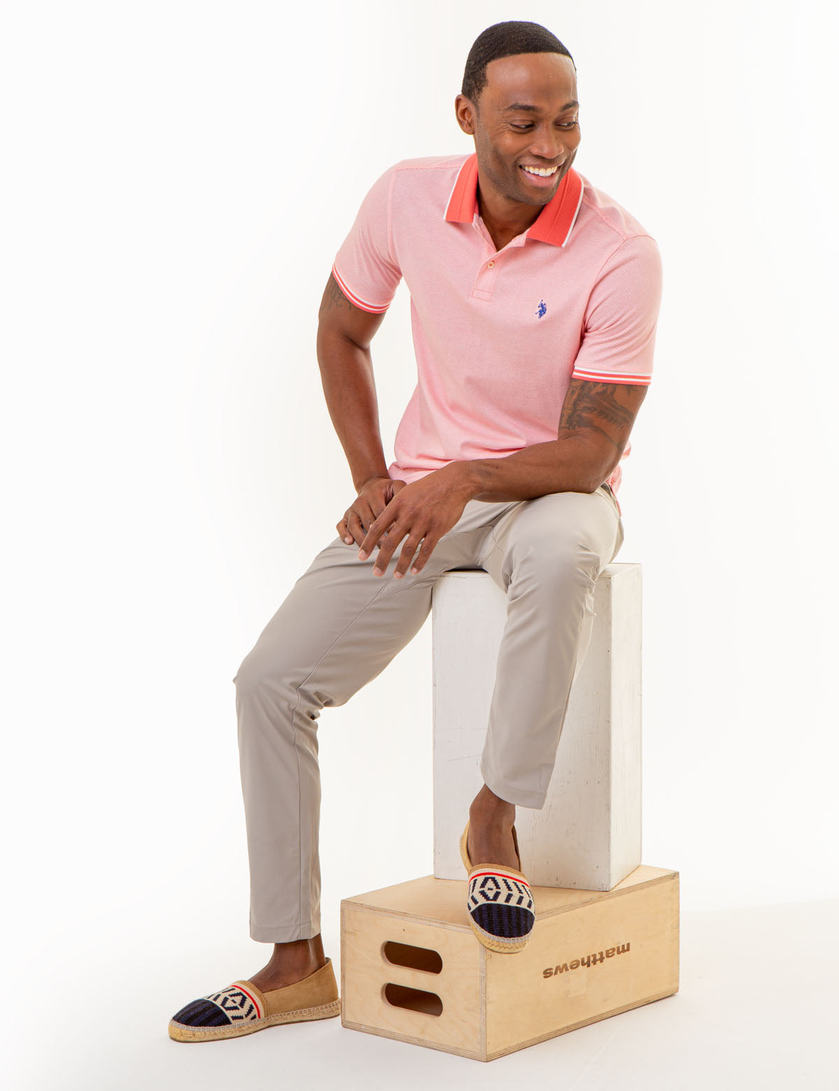 4 Way Stretch Print Collared Polo Shirts