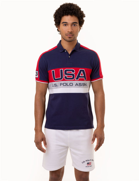 USA COLORBLOCK GRAPHIC PIQUE POLO SHIRT - U.S. Polo Assn.