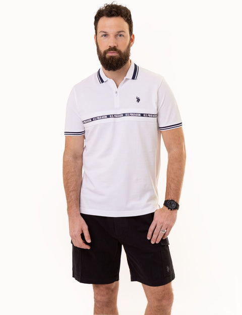 U.S. POLO ASSN. ZIPPER PLACKET PIECED POLO SHIRT - U.S. Polo Assn.