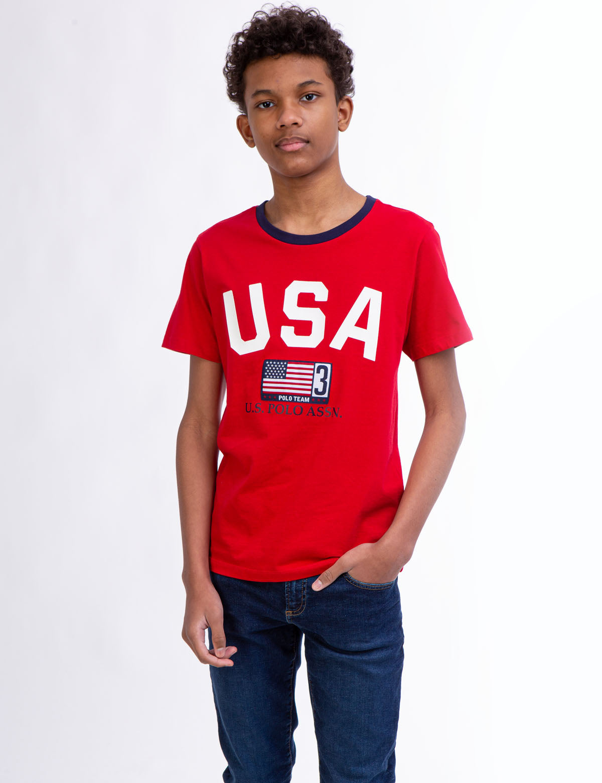 Big Boys' Flag Stripe Logo T-Shirt