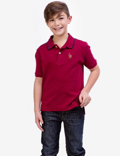 BOYS SOLID INTERLOCK POLO SHIRT - U.S. Polo Assn.