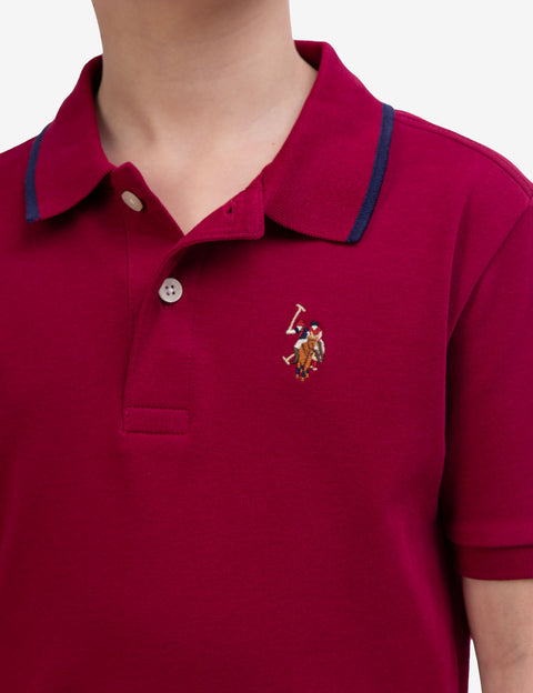BOYS SOLID INTERLOCK POLO SHIRT - U.S. Polo Assn.