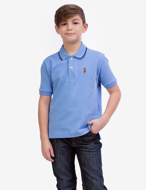 BOYS SOLID INTERLOCK POLO SHIRT - U.S. Polo Assn.