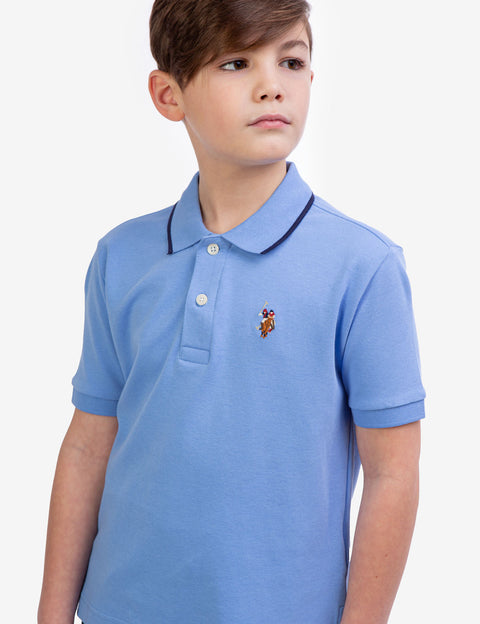 BOYS SOLID INTERLOCK POLO SHIRT - U.S. Polo Assn.