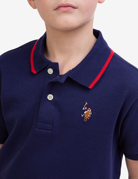 BOYS SOLID INTERLOCK POLO SHIRT - U.S. Polo Assn.