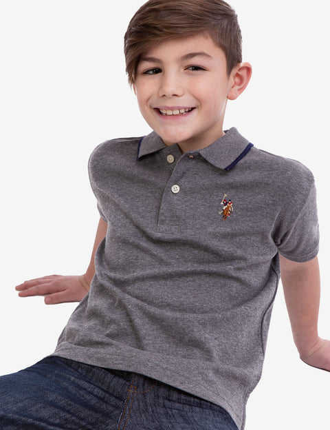BOYS SOLID INTERLOCK POLO SHIRT - U.S. Polo Assn.