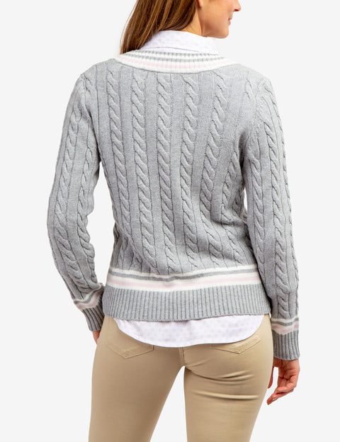 TIPPED CABLE V-NECK SWEATER - U.S. Polo Assn.
