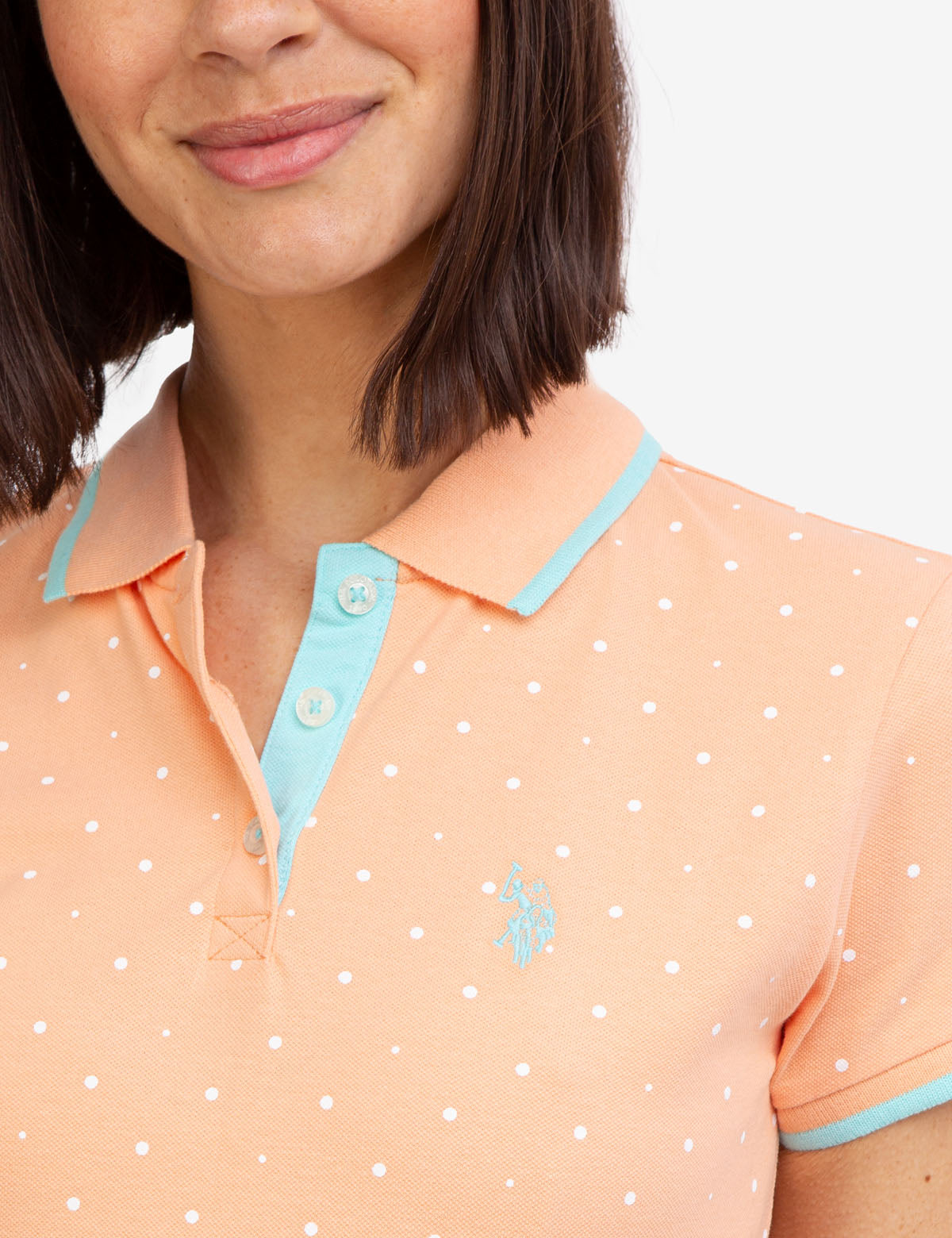 Polo shirt with lapels and dotted pattern