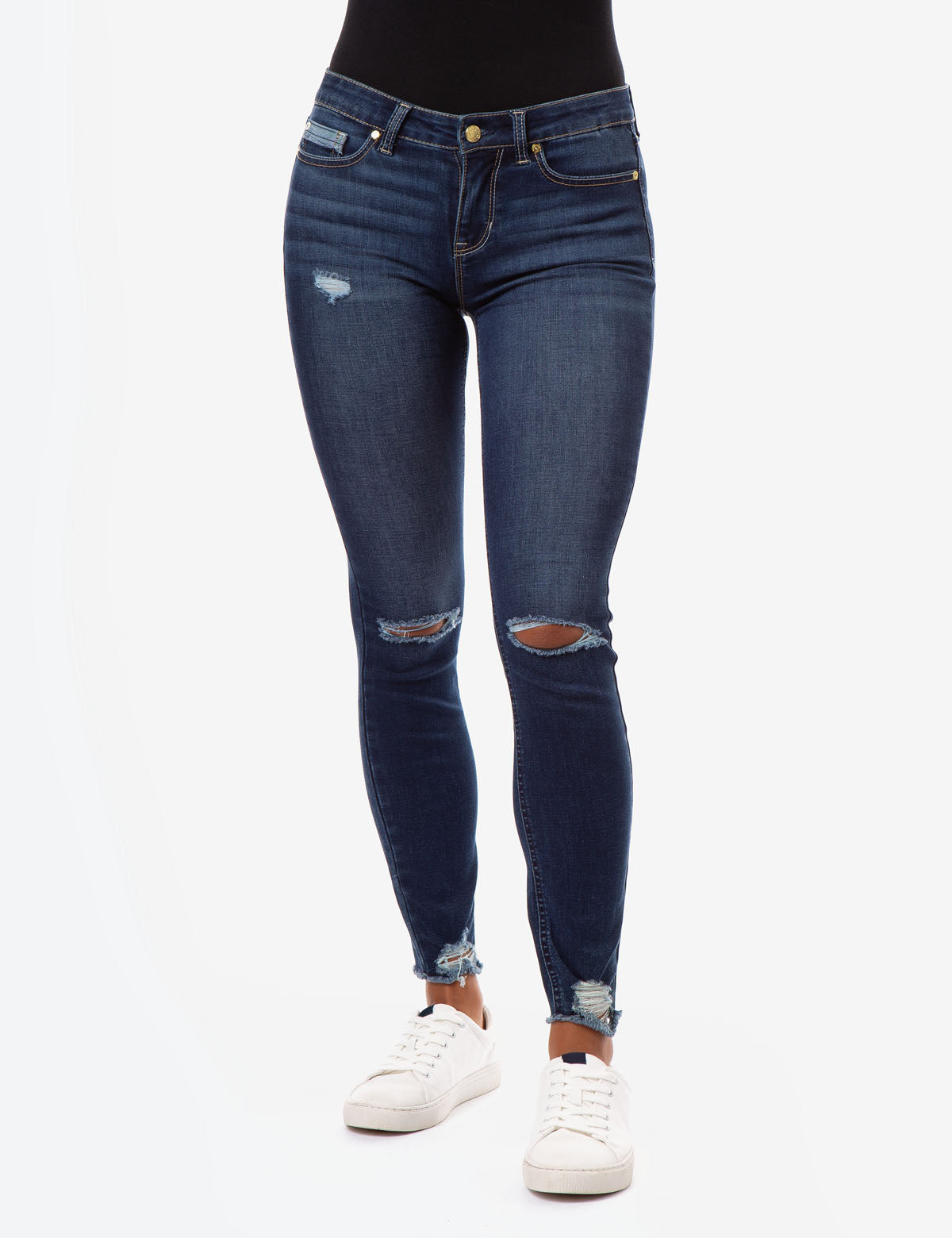 REPREVE® MID RISE DESTRUCTED JEANS