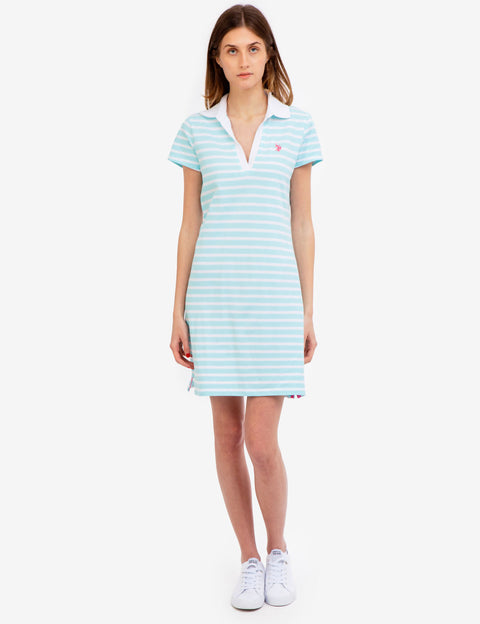 SPLIT NECK STRIPE POLO DRESS - U.S. Polo Assn.