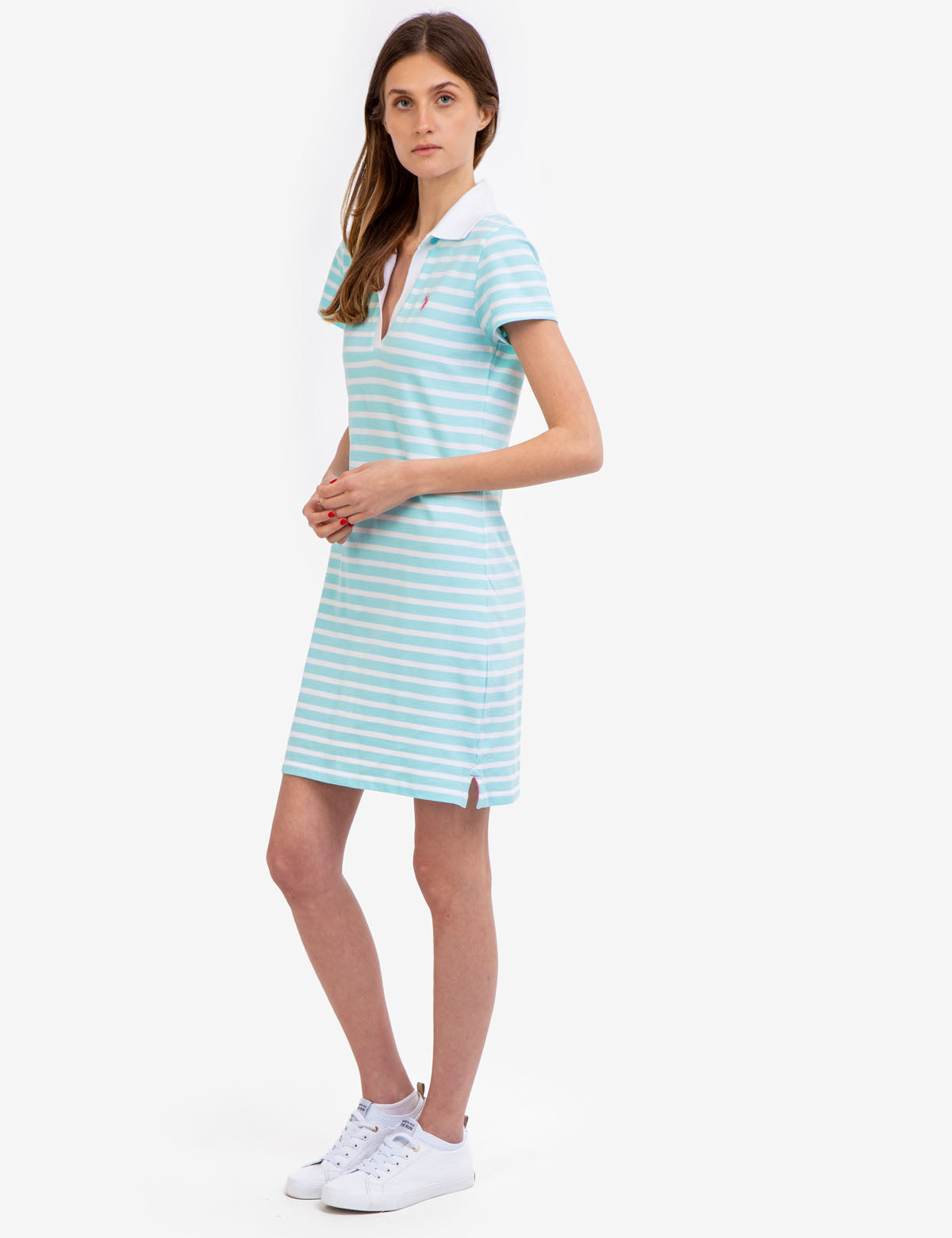 Black Stripe Half Placket Polo T Shirt Dress main image 0
