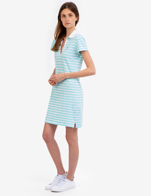 SPLIT NECK STRIPE POLO DRESS - U.S. Polo Assn.