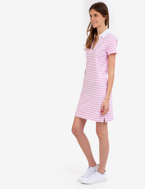SPLIT NECK STRIPE POLO DRESS - U.S. Polo Assn.