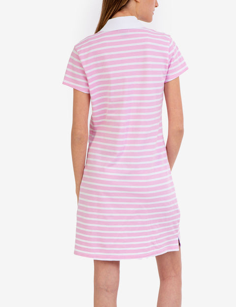 SPLIT NECK STRIPE POLO DRESS - U.S. Polo Assn.