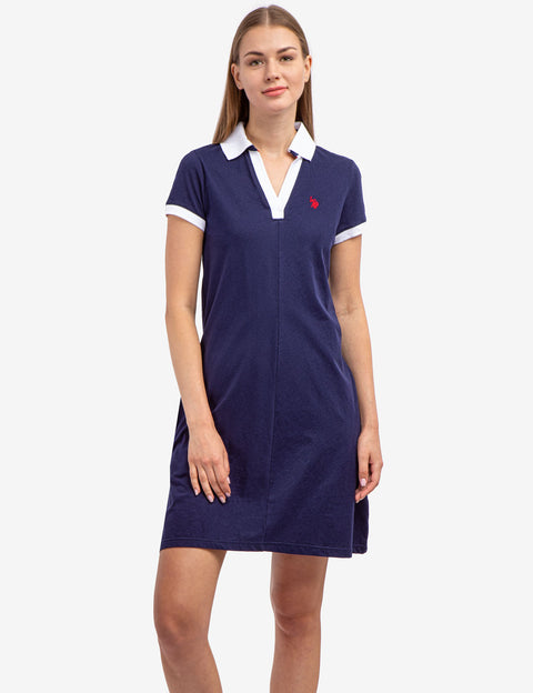 SHORT SLEEVE SPLIT NECK SWING DRESS - U.S. Polo Assn.